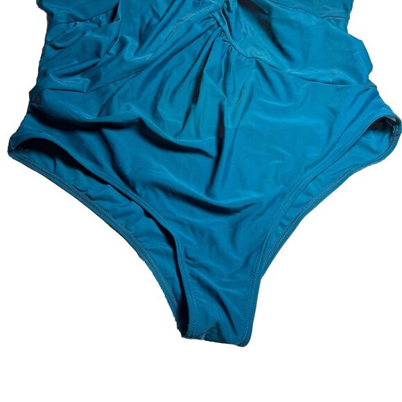 Bloomchic Swimsuit Women’s 2X Cross Wrap Sculpt Waist One Piece Teal - Picture 5 of 13